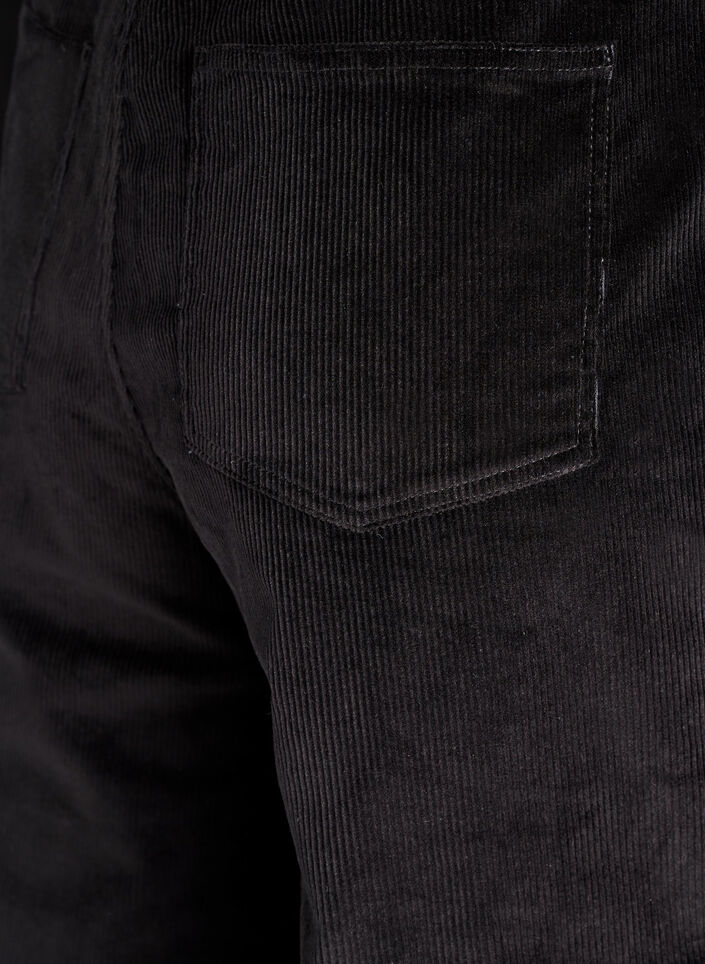 Fløjlsbukser med høj talje og vide ben, Sort, Packshot image number 3