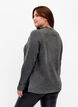 Turtleneck strikbluse med rib, Dark Grey Melange, Model image number 1