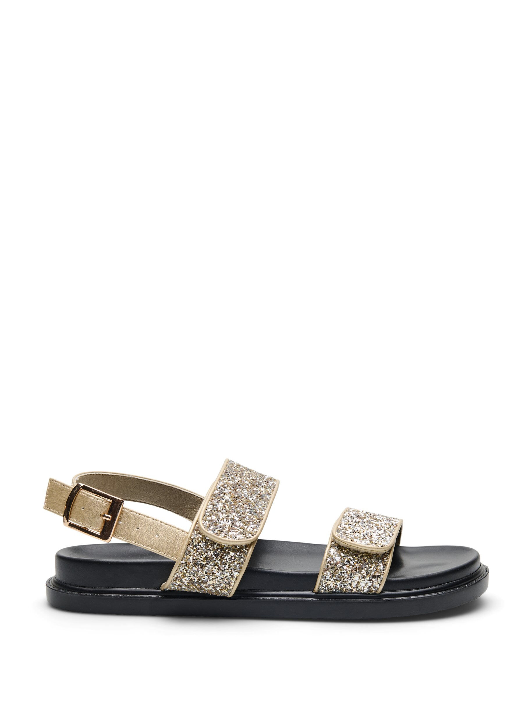 Wide fit - Glitter sandal med velcrolukning