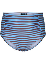 Højtaljet bikinitrusse med striber, BlueBrown Stripe AOP