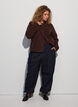 Teddyjakke med rund hals og knapper, Brun, Model image number 1