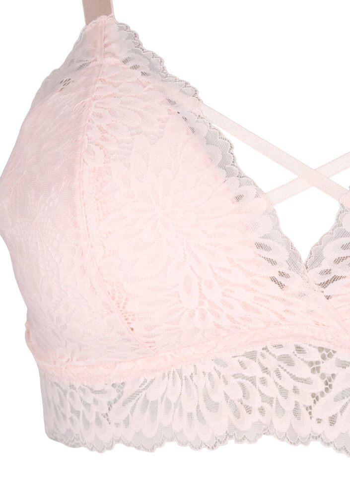 Bralette med stringdetalje og blød vattering , Peach Blush, Packshot image number 2