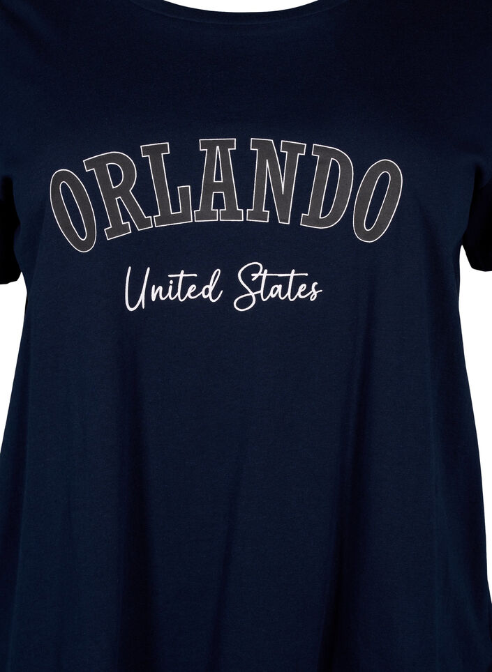 Bomulds t-shirt med tekst, Navy B. Orlando, Packshot image number 2
