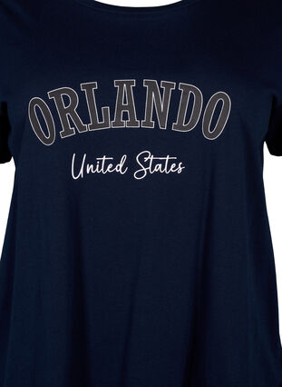 Bomulds t-shirt med tekst, Navy B. Orlando, Packshot image number 2
