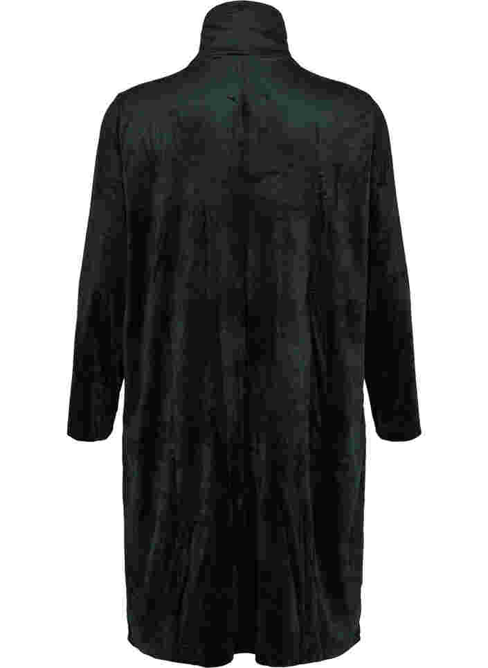 Velourkjole med lynlås og lommer, Black, Packshot image number 1