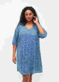 Kortærmet kjole med struktur, Coronet Blue, Model
