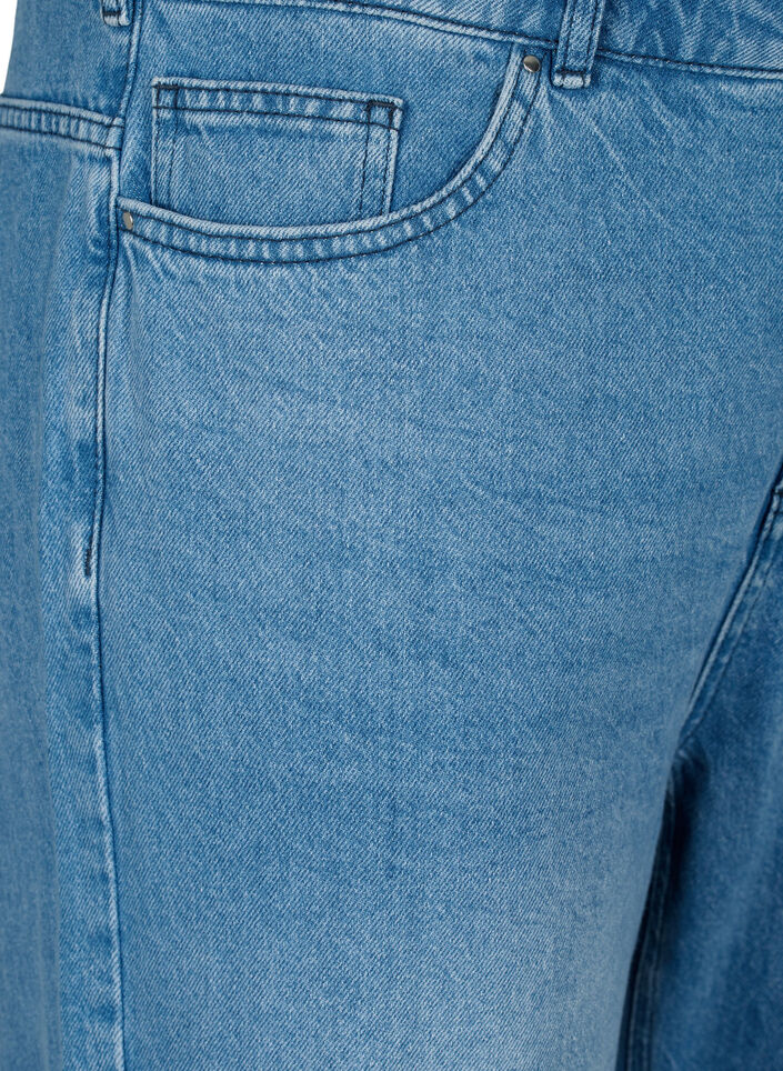 Straight fit jeans med rå kanter, Medium Blue, Packshot image number 2