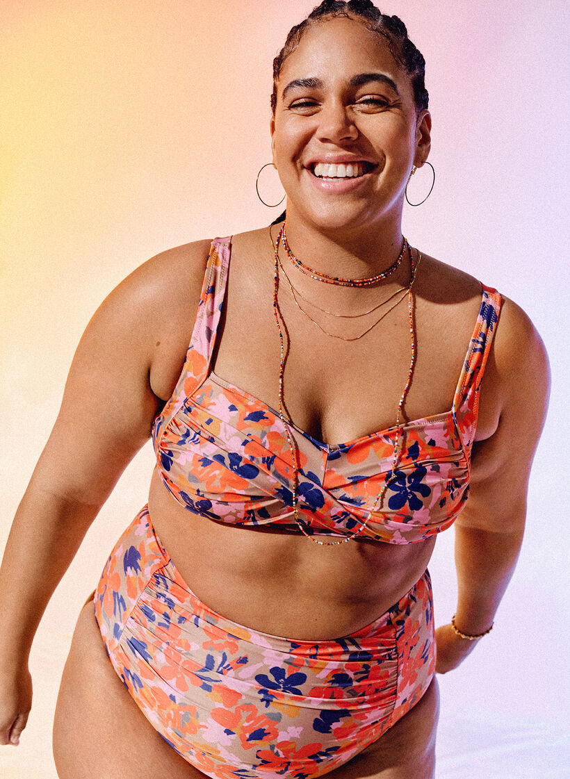 Printet bikini overdel, Retro Flower, Image image number 0