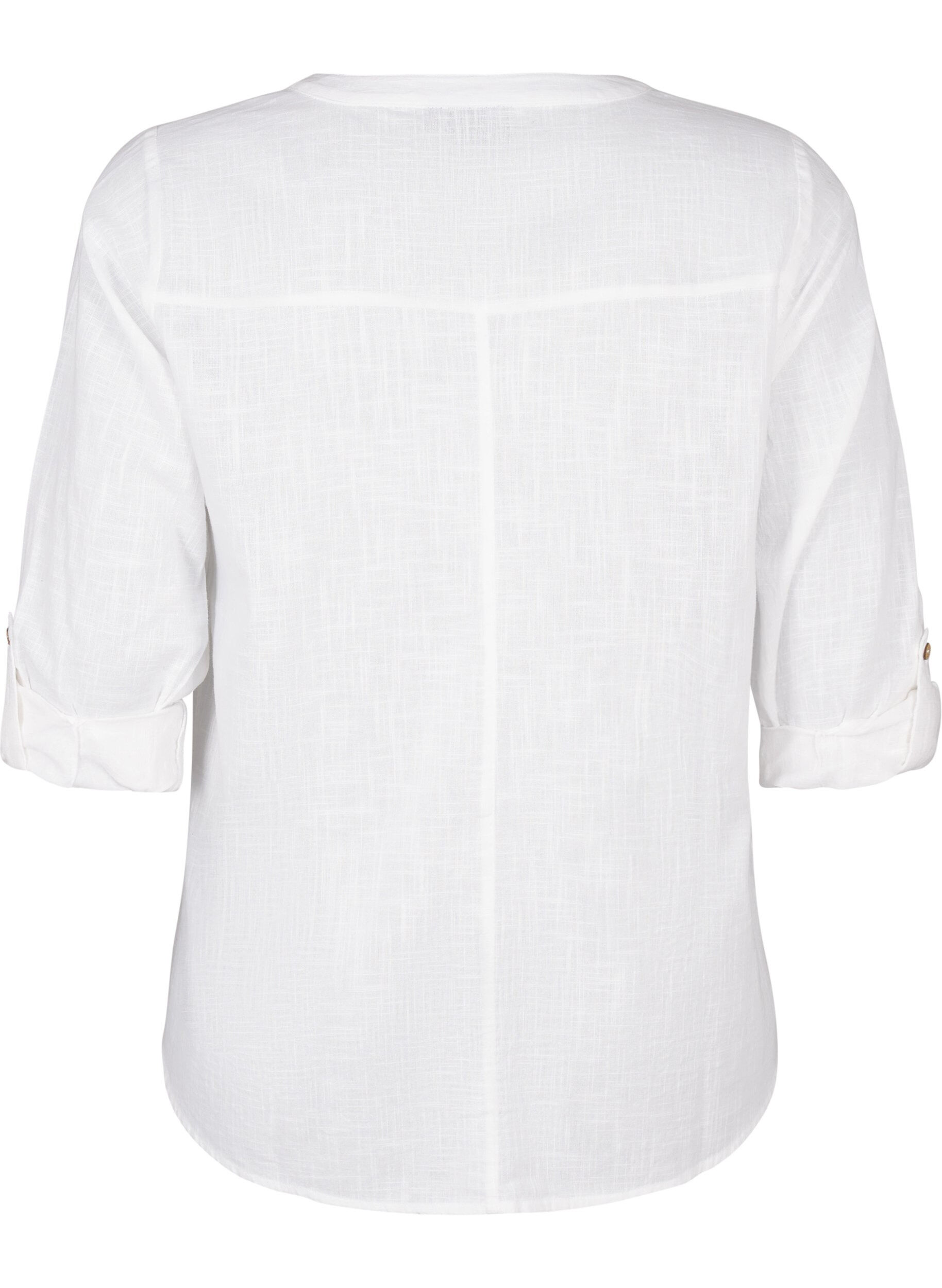 ZizziSkjortebluse i bomuld med v-udsk&aelig;ring, Hvid, Packshot image number 1