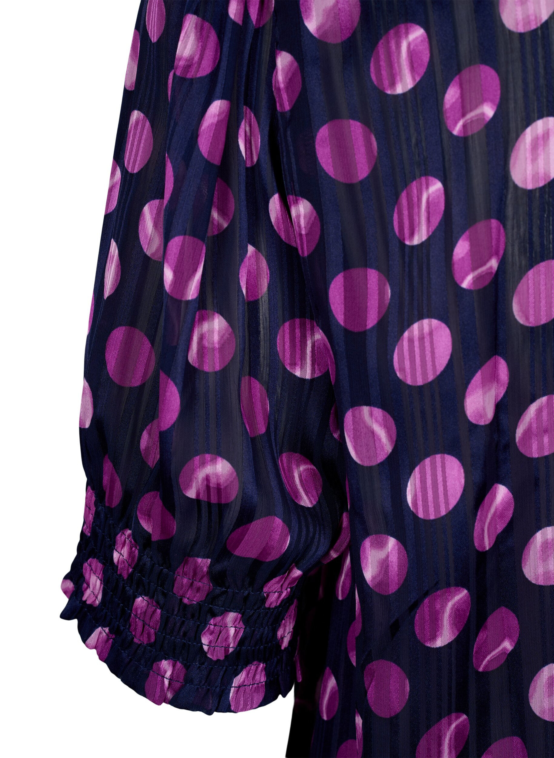 Zizzi Kort&aelig;rmet smockbluse med print , Medieval Bl. Dot AOP, Packshot image number 3