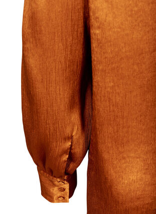 Shiny bluse med lange pufærmer, Buckthorn Brown, Packshot image number 3