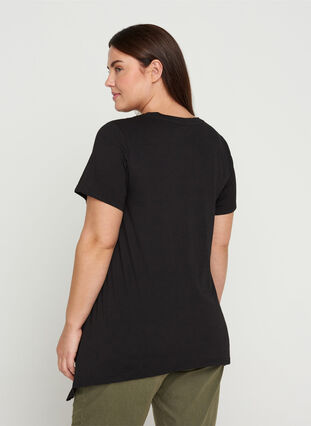Kortærmet bomulds t-shirt med a-form , Black GLAMOROUS, Model image number 1