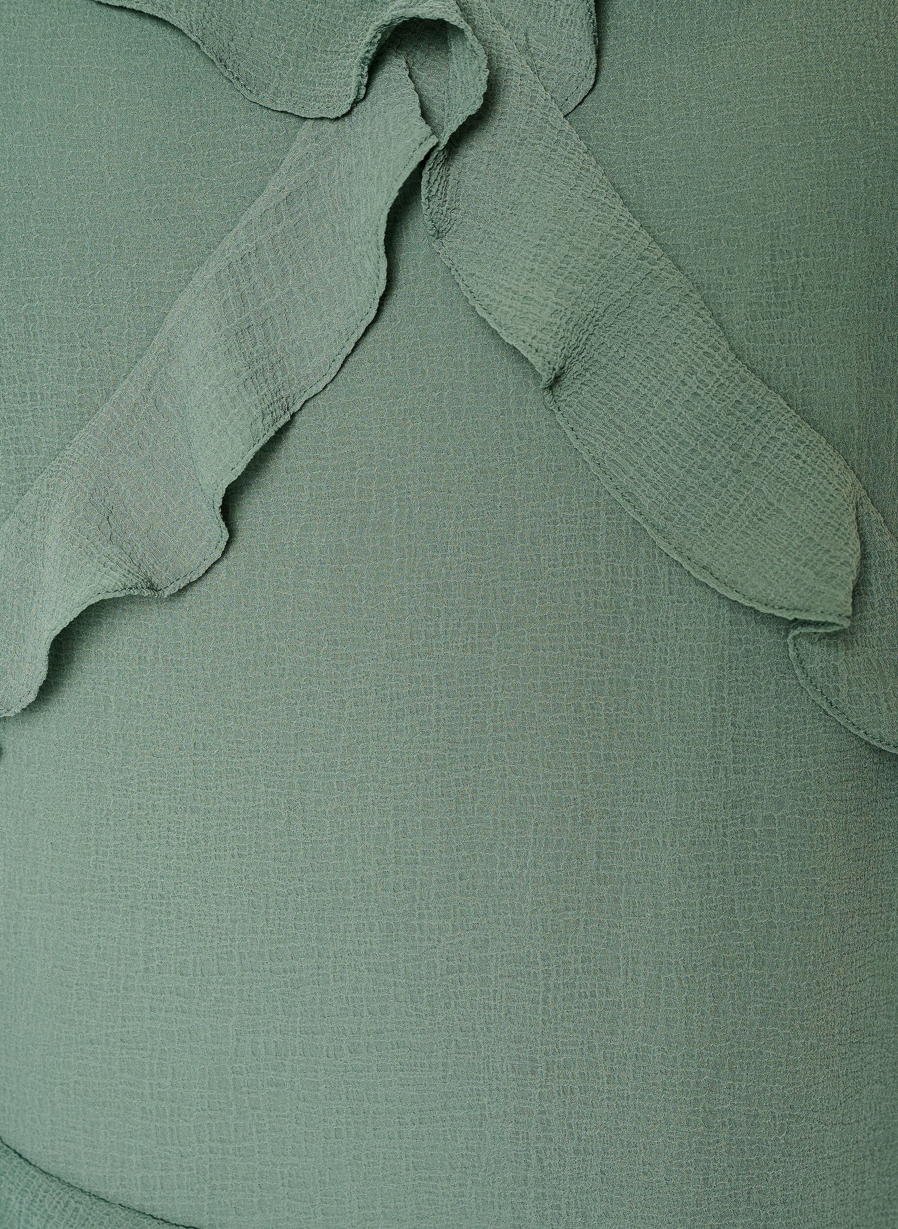 ZizziChiffonkjole med asymmetriske fl&aelig;ser, Gr&oslash;n, Packshot image number 2