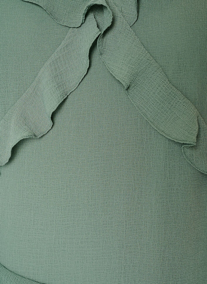 Chiffonkjole med asymmetriske fl&aelig;ser, Gr&oslash;n, Packshot image number 2