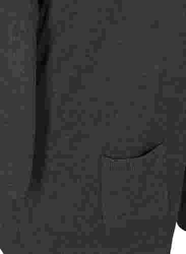 Lang strikcardigan i viskosemix, Dark Grey Melange, Packshot image number 3