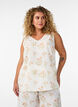 Printet top med v-hals , Hvid, Model image number 0