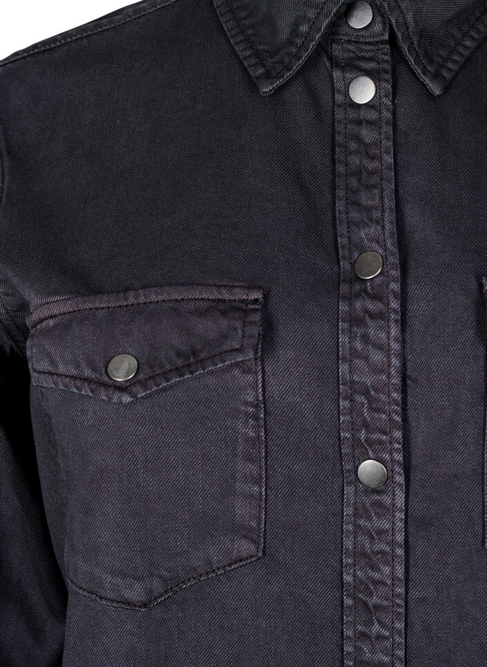 Denimskjorte med brystlommer , Sort, Packshot image number 2