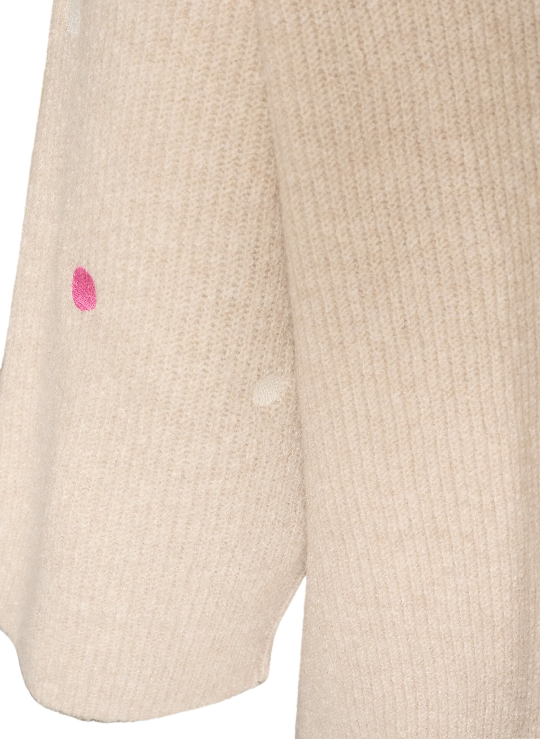 ZizziStrikbluse med sm&aring; broderede motiver, Beige, Packshot image number 3