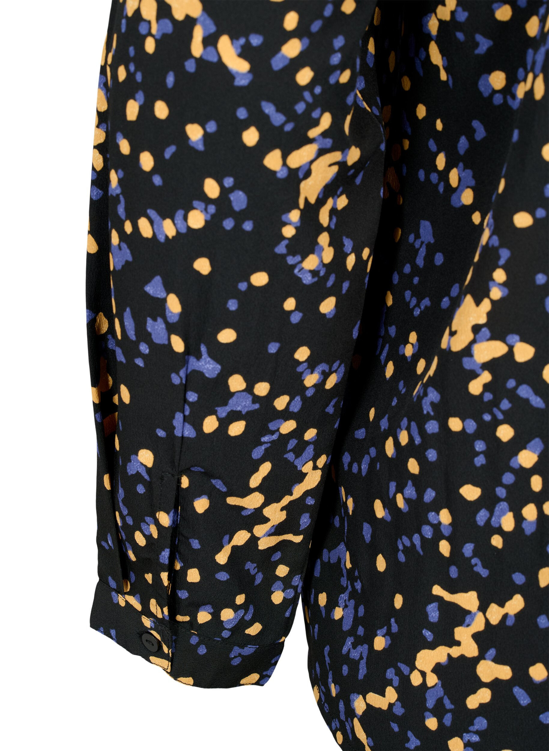 Zizzi FLASH - Lang&aelig;rmet bluse med print, Black Splash AOP, Packshot image number 3