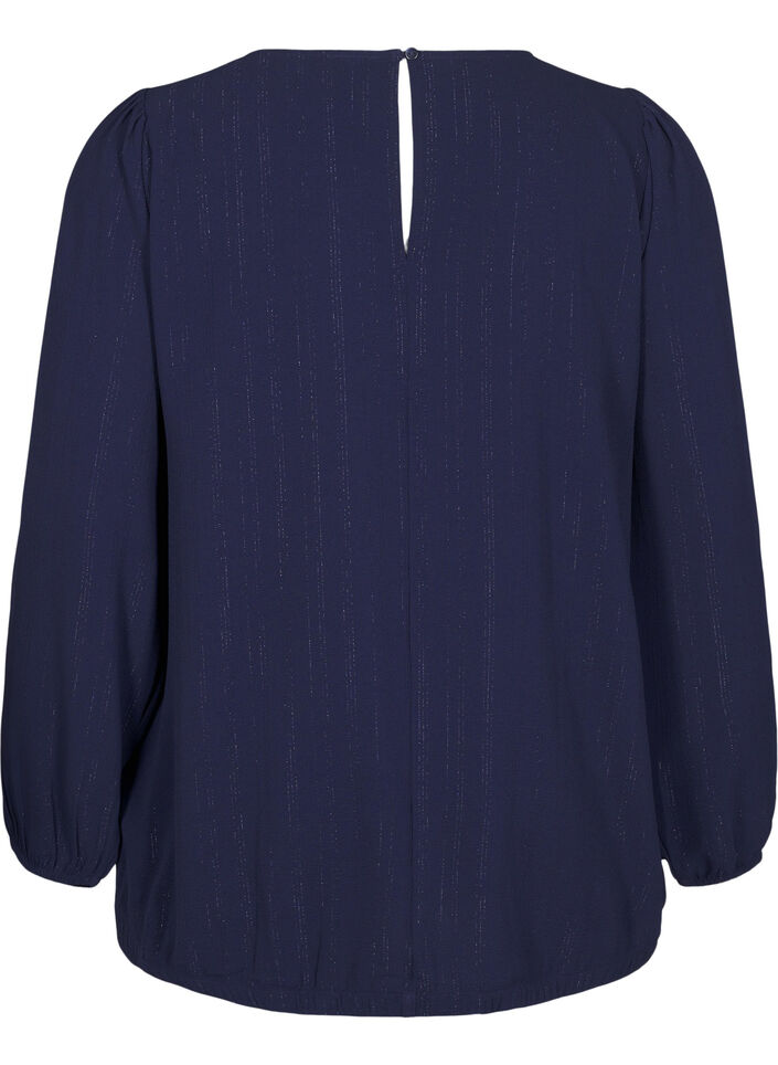 Bluse med sølv glimmer, Blå, Packshot image number 1