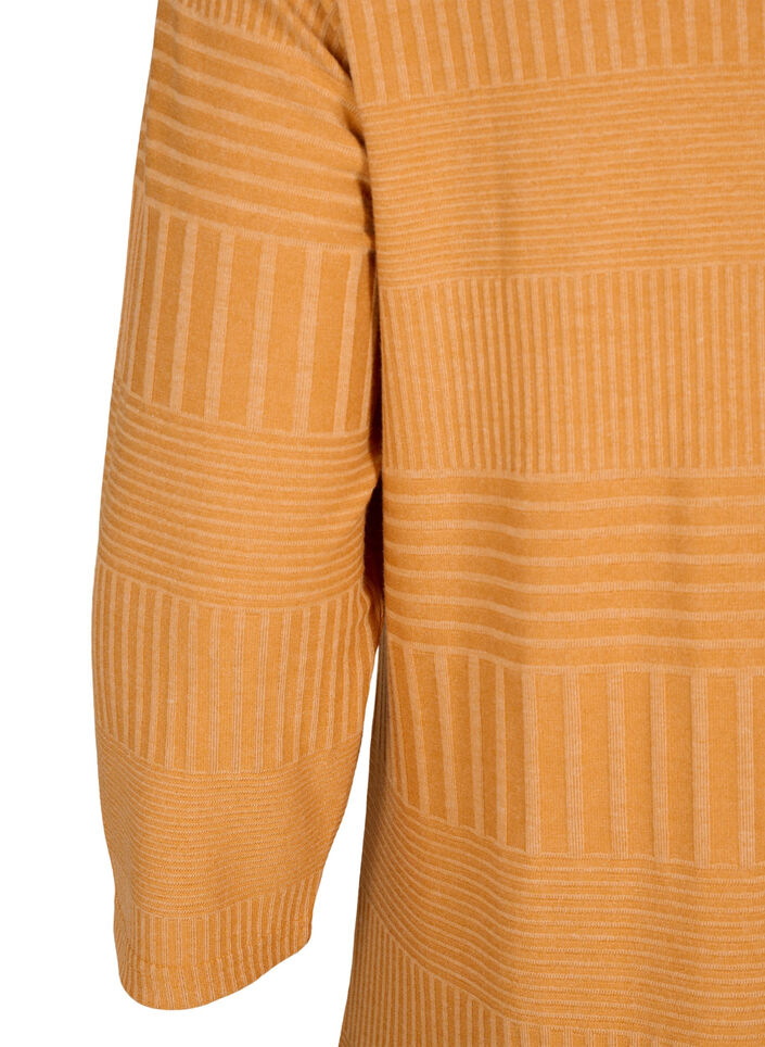 Kjole med 3/4 ærmer og stribet mønster, Sudan Brown Mel., Packshot image number 2