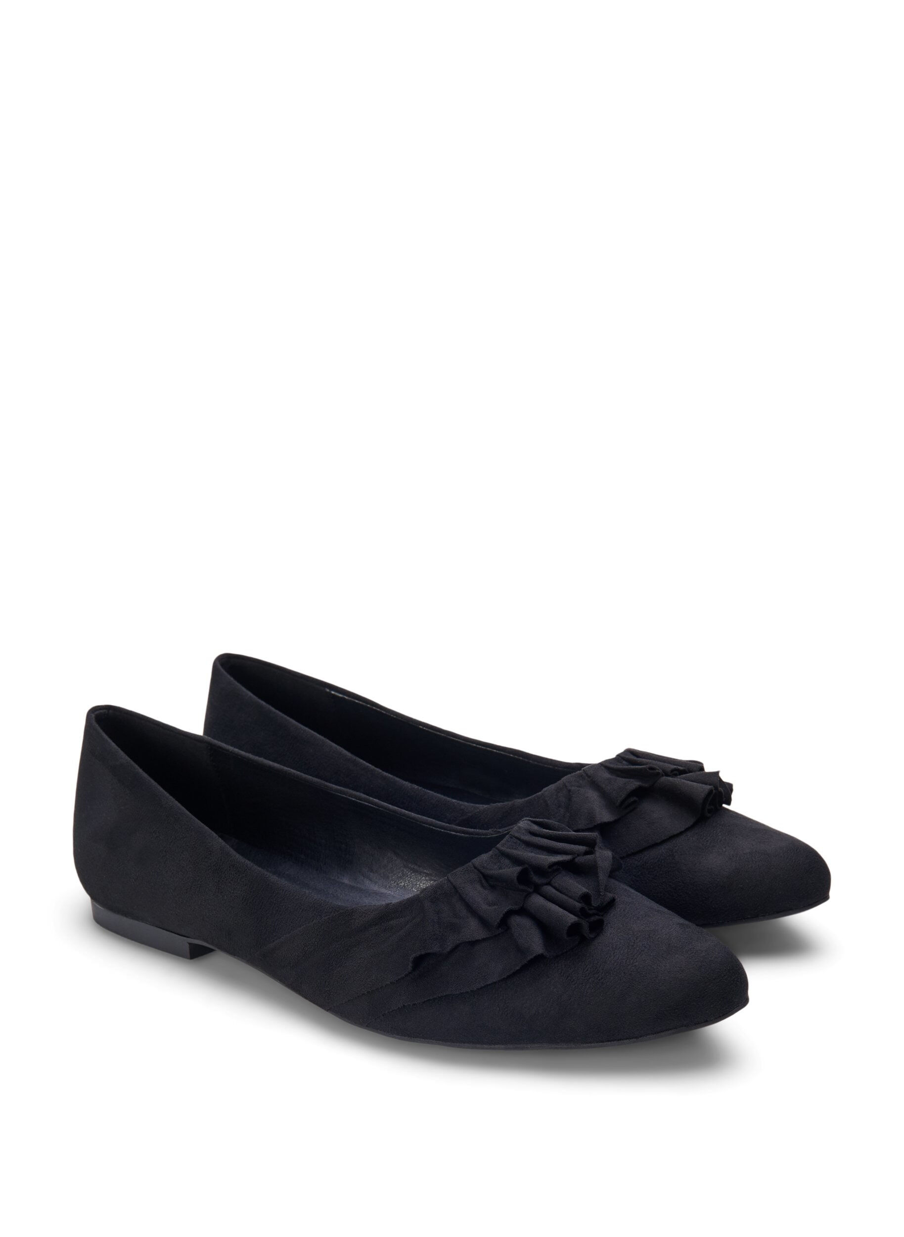 Zizzi Wide fit ballerina med fl&aelig;ser, Black, Packshot image number 1