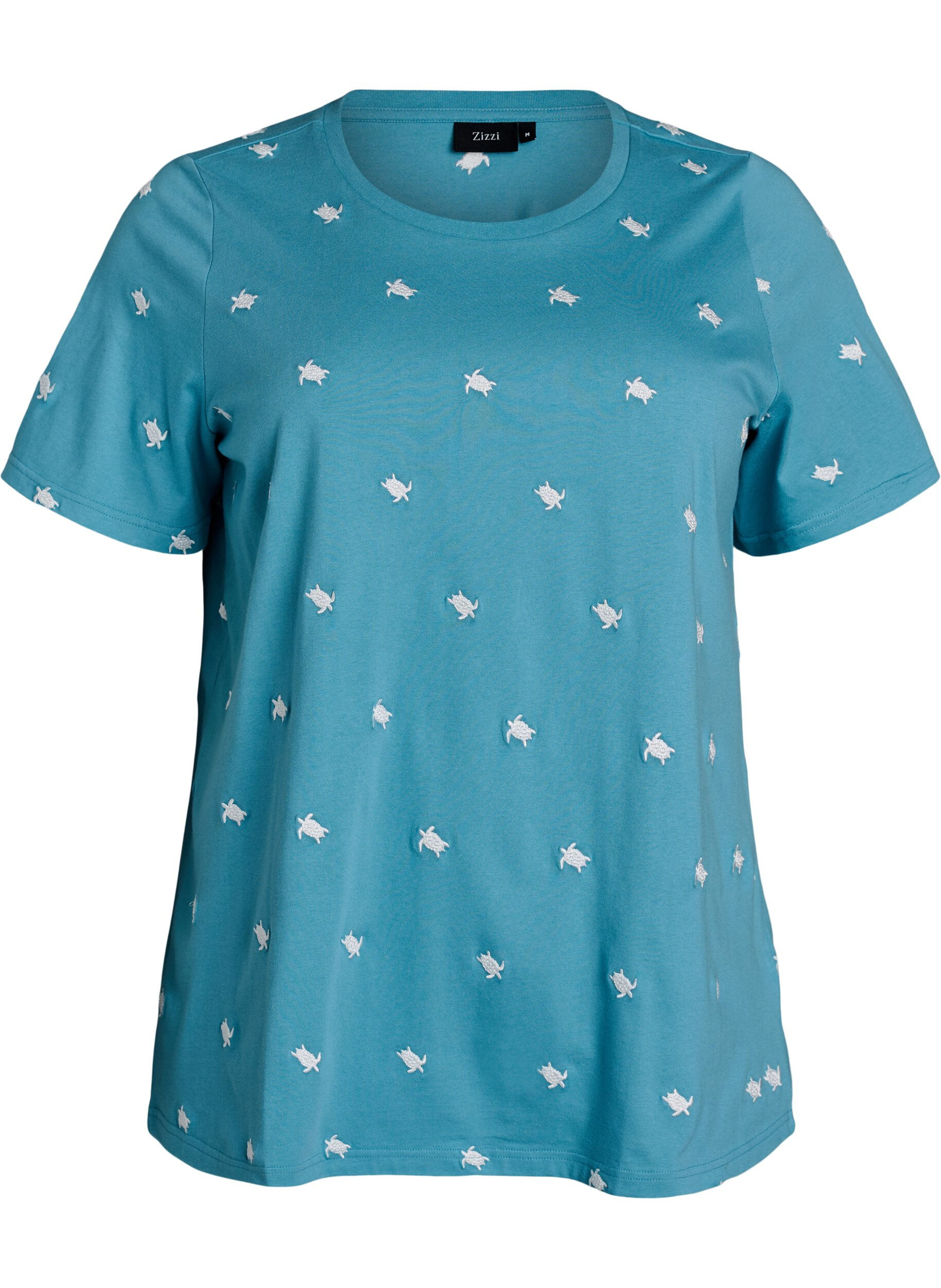 T-shirt i &oslash;kologisk bomuld med broderede motiver