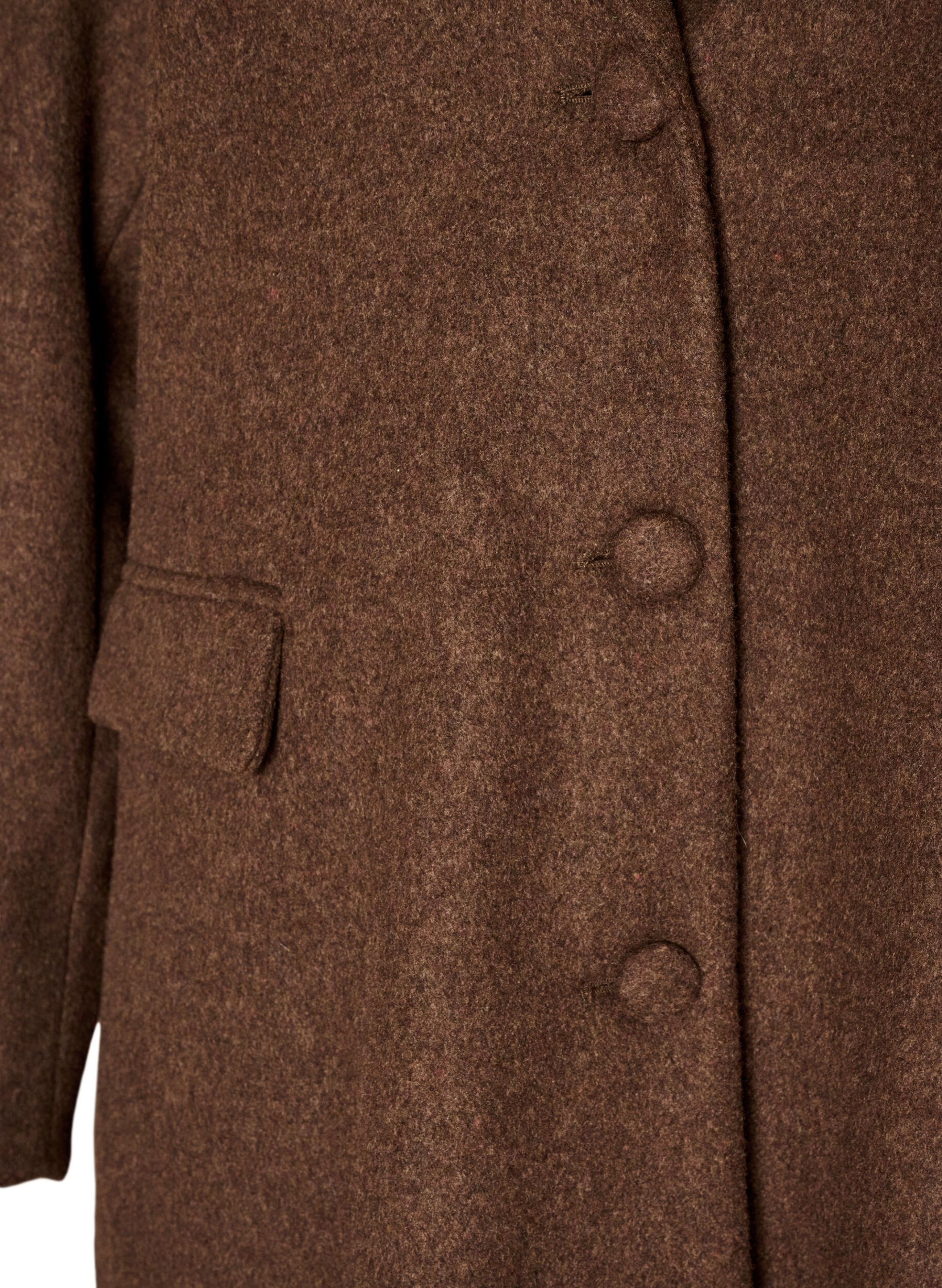 ZizziFrakke i uldblanding med revers og knapper, Brun, Packshot image number 2