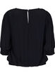 Ensfarvet viskosebluse med ballon-effekt, Black, Packshot image number 1