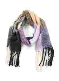 Mønstret halstørklæde med frynser, Violet Tulip