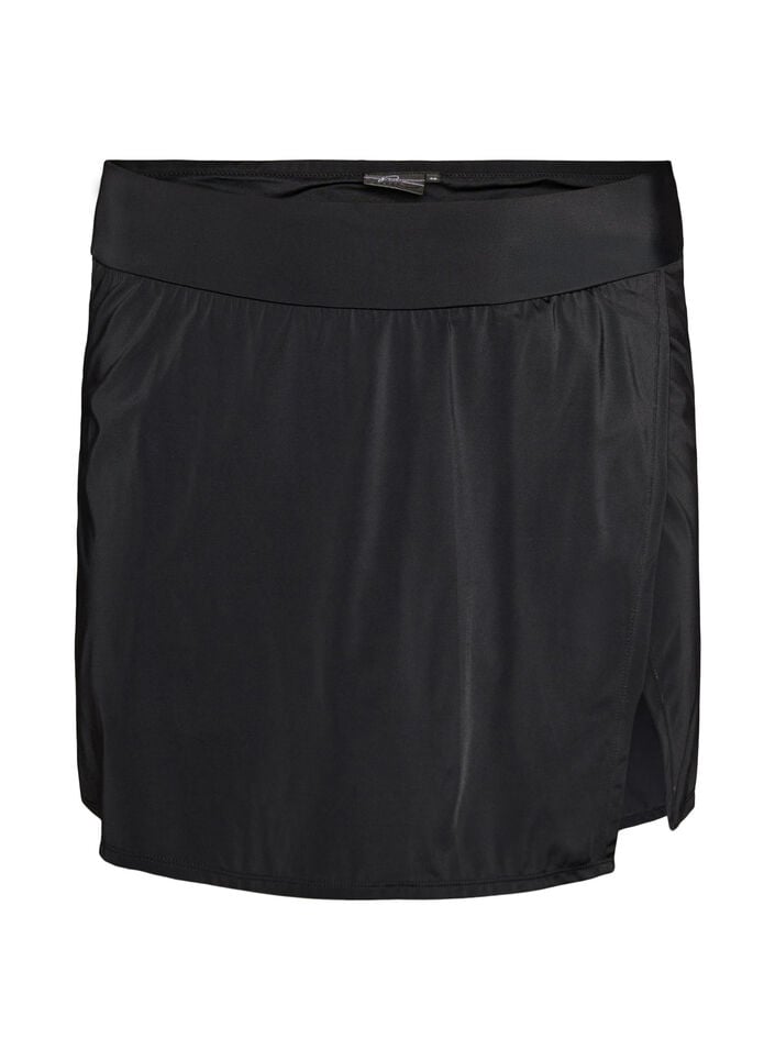 Bikininederdel med trusse og sl&aring;-om-effekt, Sort, Packshot image number 0