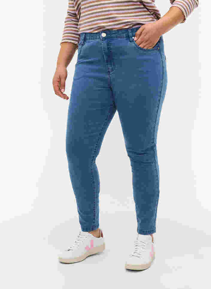 Højtaljede super slim Amy jeans, Light blue, Model image number 1