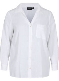 Skjortebluse med knaplukning, White