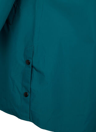 Regnjakke med lommer og hætte, Deep Teal, Packshot image number 4