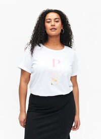 Bomulds t-shirt med tekstprint, B. White w. Paris, Model