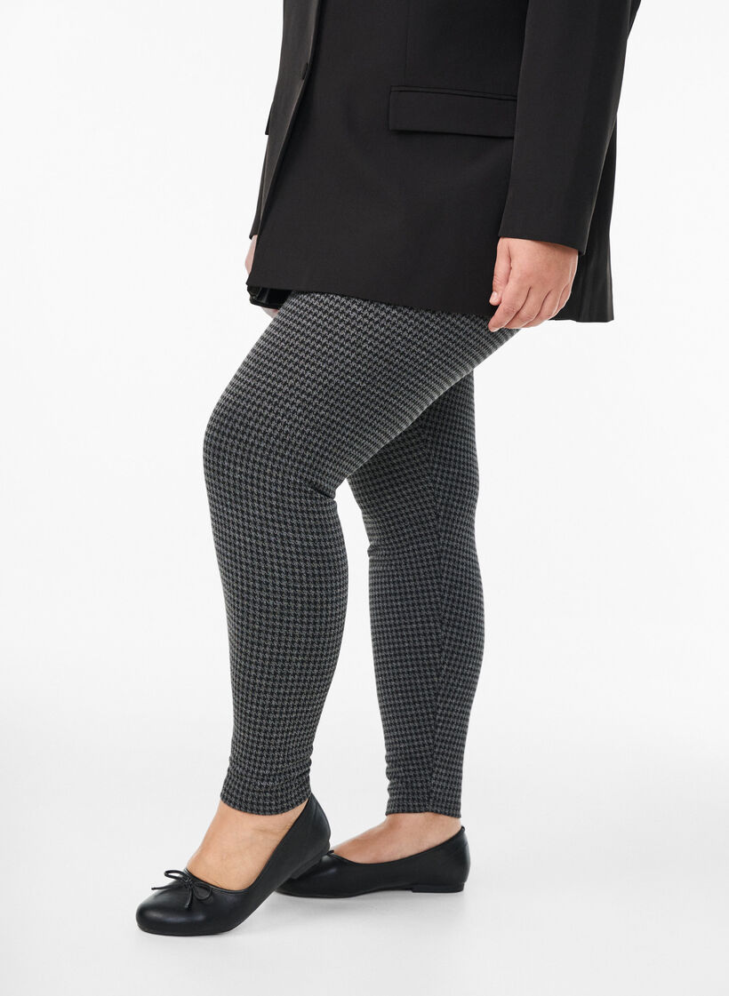 Leggings med regulær talje og mønster, Grå, Model image number 0
