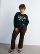 Strikbluse med glittersl&oslash;jfe, Gr&oslash;n, Model image number 1