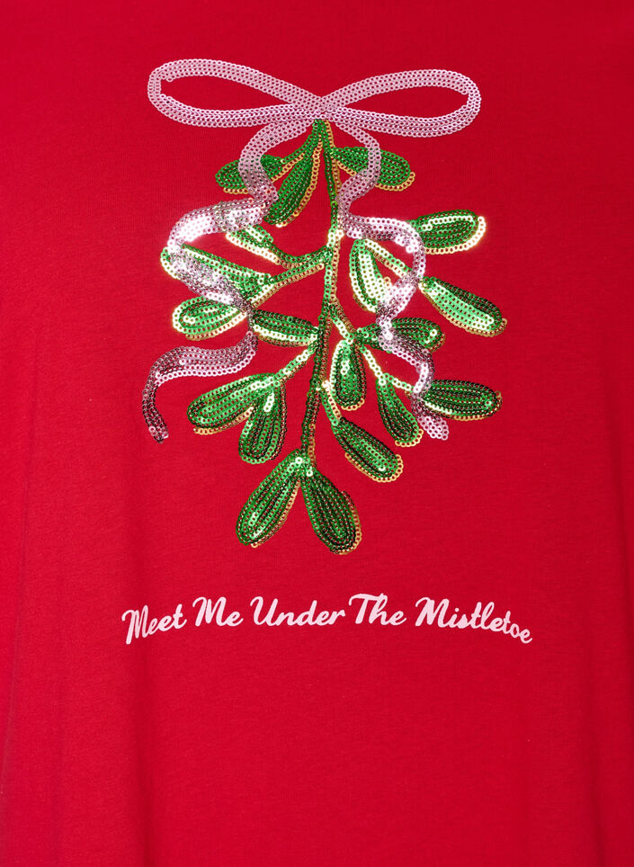 Jule t-shirt i &oslash;kologisk bomuld, R&oslash;d, Packshot image number 2