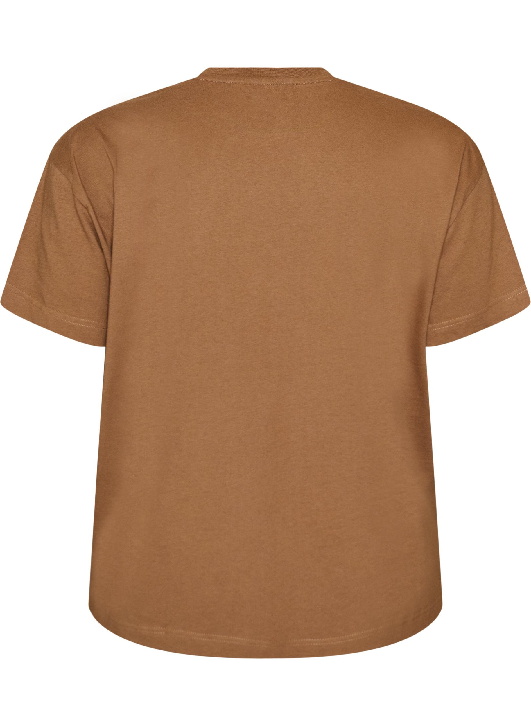 ZizziT-shirt i bomuld med korte &aelig;rmer og print, Brun, Packshot image number 1