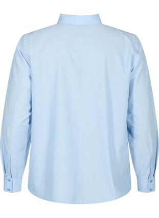 Skjorte i bomuld med broderi anglaise, Chambray Blue, Packshot image number 1