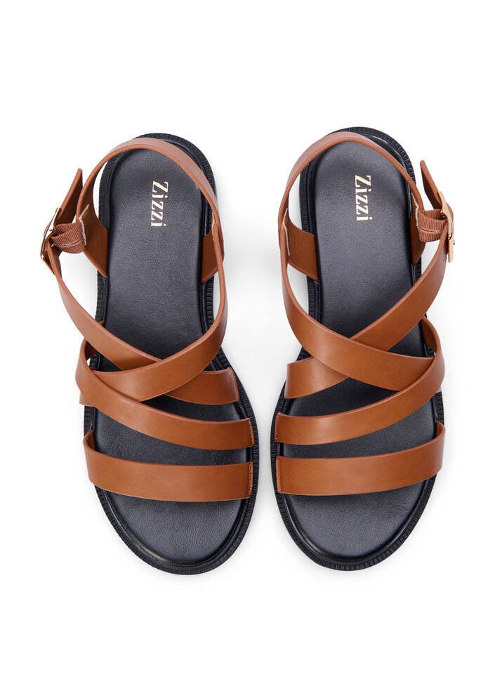 Wide fit - Sommer sandal i læder, Friar Brown, Packshot image number 2