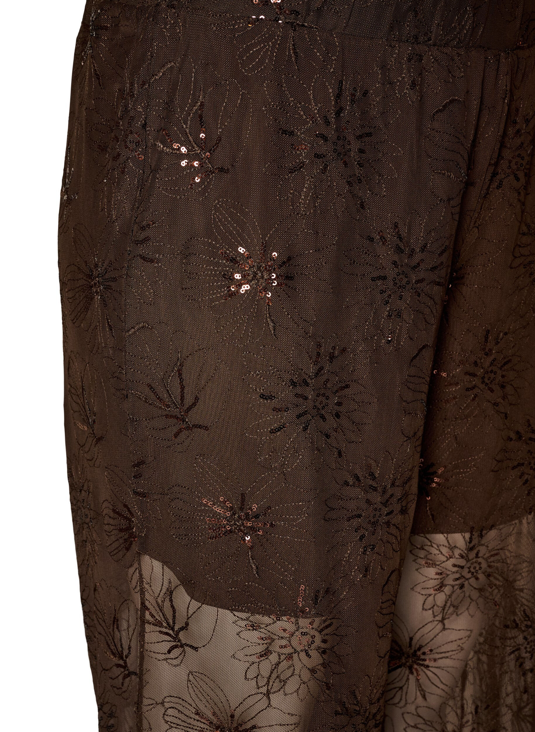 ZizziMeshbukser med broderede blomster og pailletter, Brun, Packshot image number 2