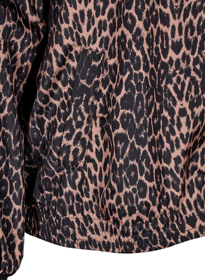 Sportsjakke med leopardprint og hætte, Brun, Packshot image number 3