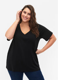FLASH - 2-pak t-shirts med v-hals, Black/Black, Model
