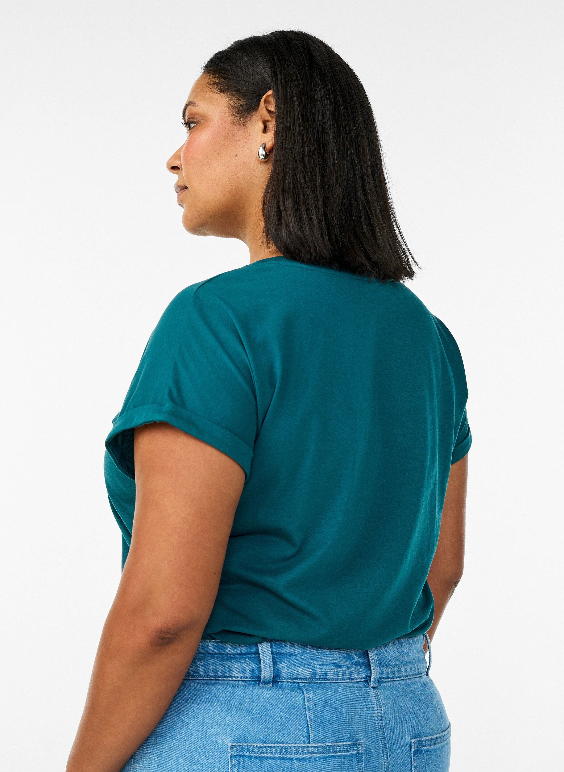 ZizziKort&aelig;rmet t-shirt i bomuldsblanding, Gr&oslash;n, Model image number 2