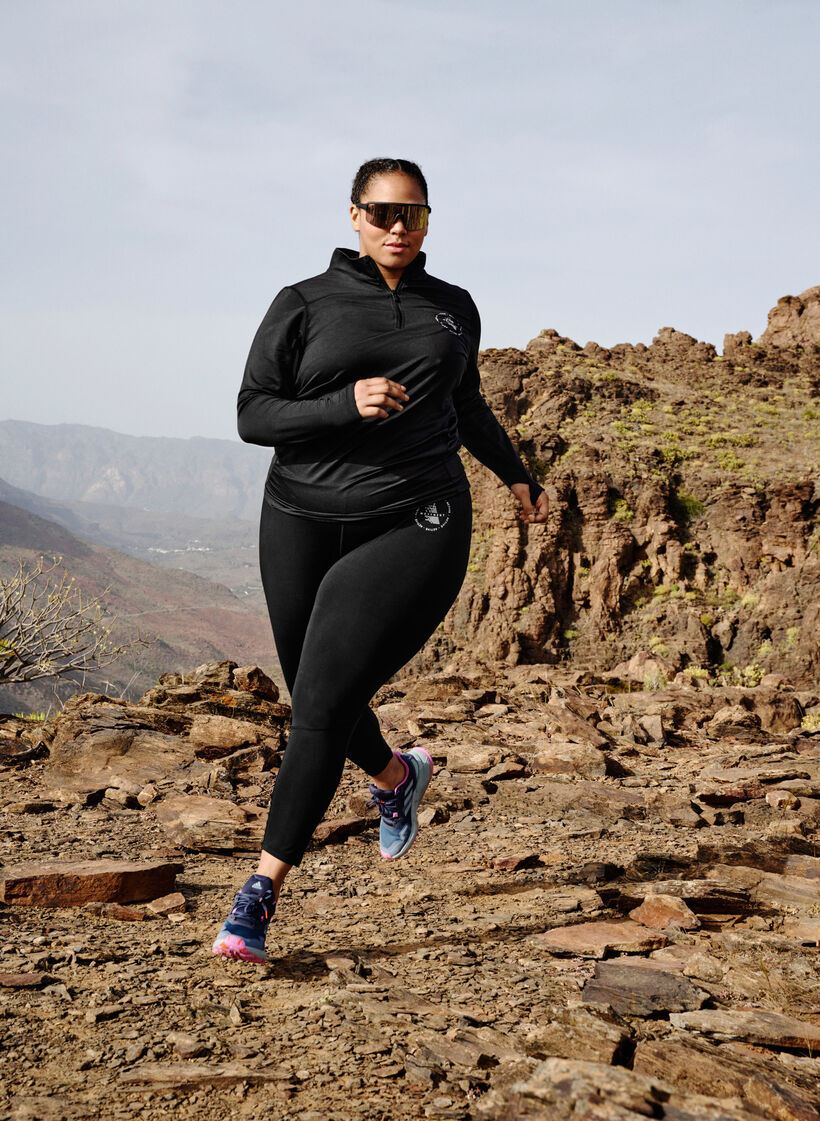 Højhalset træningsbluse med lynlås, Black, Image image number 1