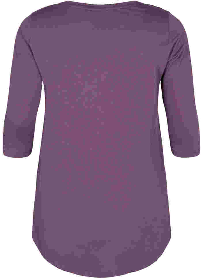 Bomulds t-shirt med 3/4 ærmer, Vintage Violet, Packshot image number 1