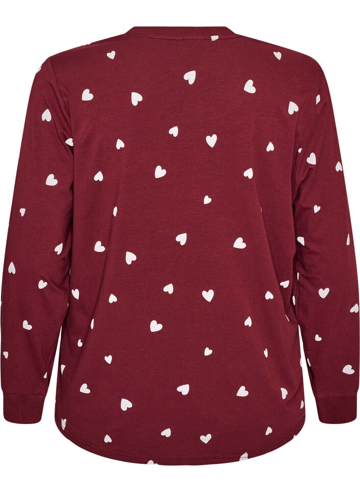 Natbluse med print, R&oslash;d, Packshot image number 1