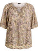 Bluse i viskose med paisleyprint og bindesnor, Gul, Packshot image number 0