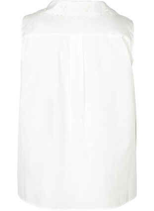 Ærmeløs skjorte i bomuld, Bright White, Packshot image number 1